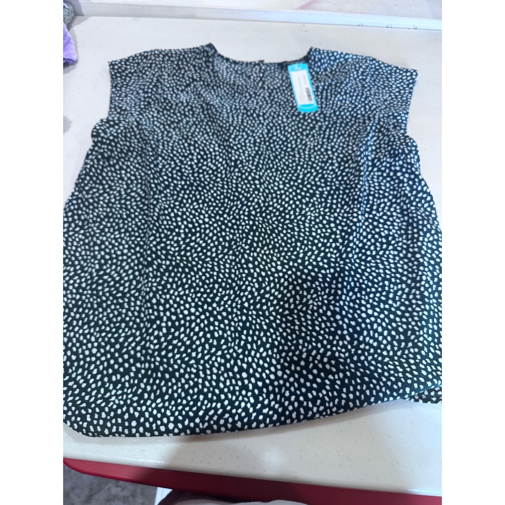 41 Hawthorn Vivienne Button Back Blouse Black White Polka Dot Top M NEW